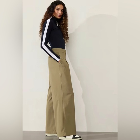 NWT Athleta Pinnacle Trouser‎ Pants Women’s Sz 14 Tan Beige Travel Lightweight - Picture 2 of 13